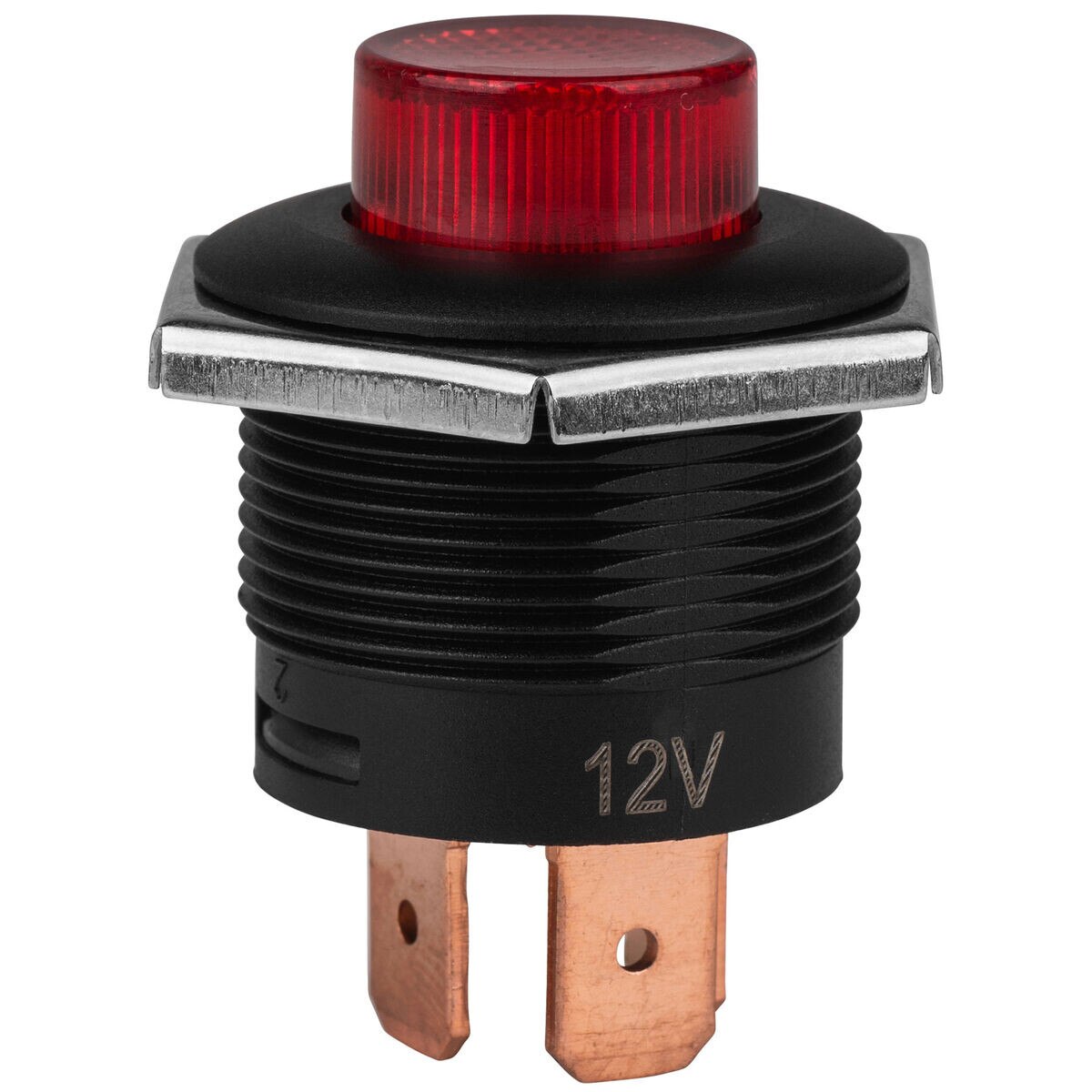 SPST Red Illuminated Push Button Switch 10A 12VDC